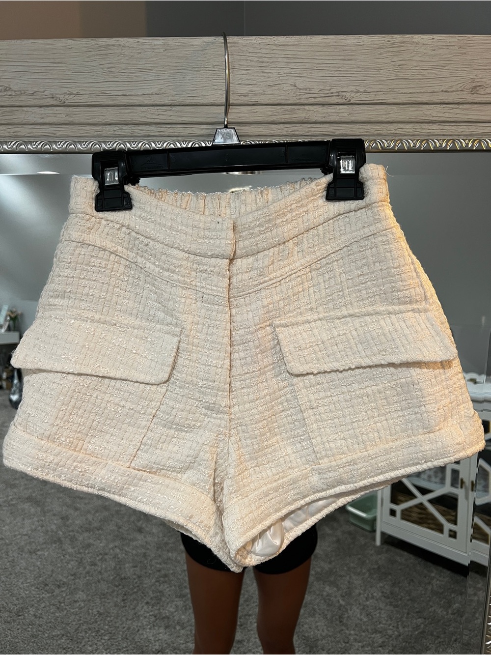Line & Dot Cream Tweed High-Rise Pocket Shorts